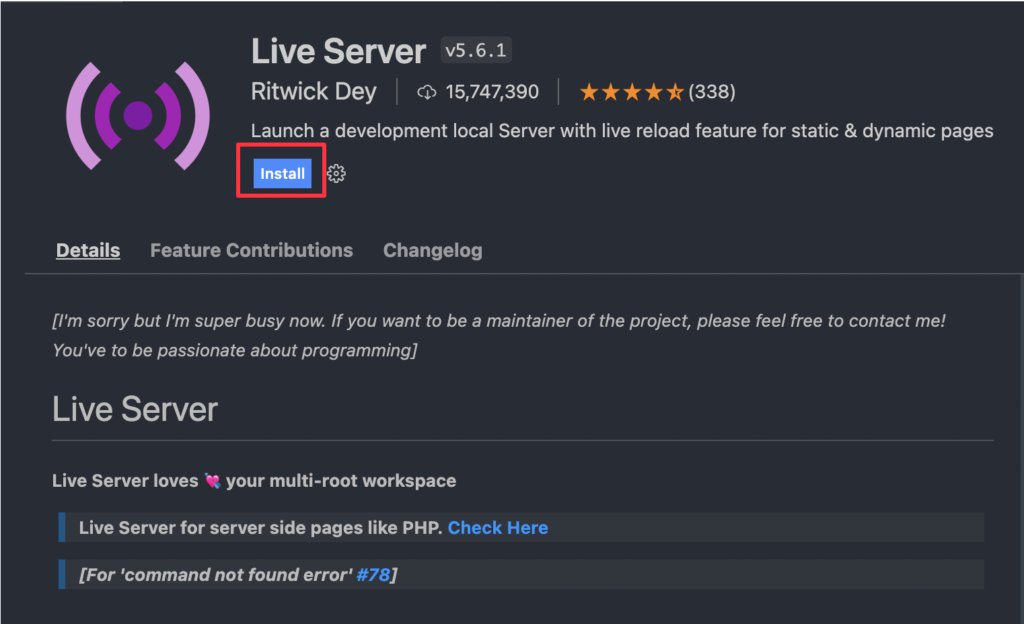 Live Serverプラグインのインストール
